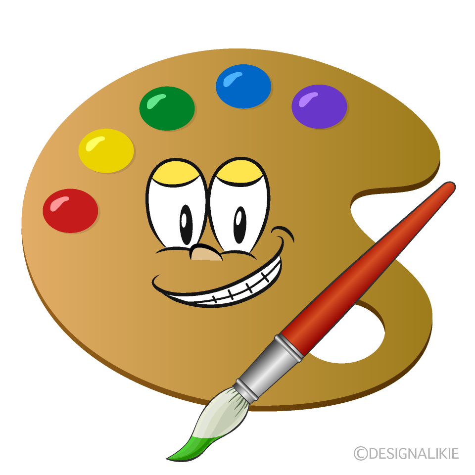 Grinning Painting Palette Cartoon Character Image