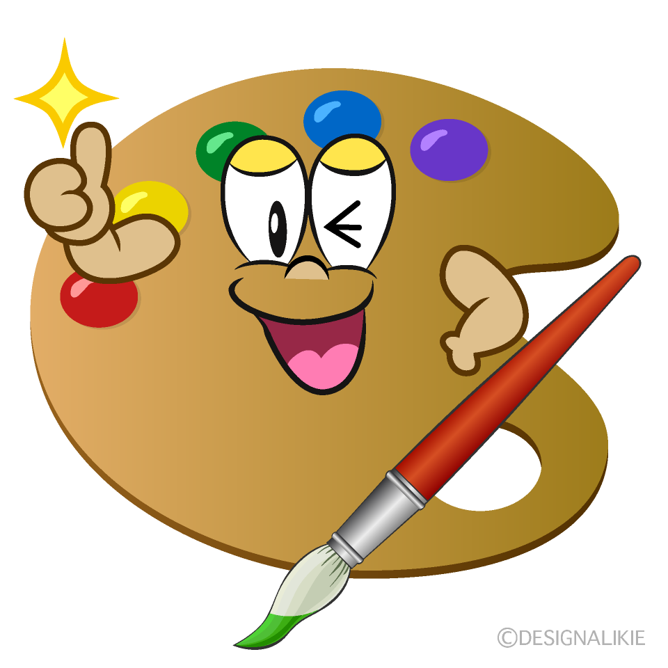 Thumbs up Painting Palette Cartoon Character Image