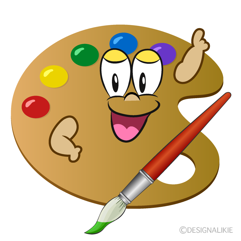 Posing Painting Palette Cartoon Character Image