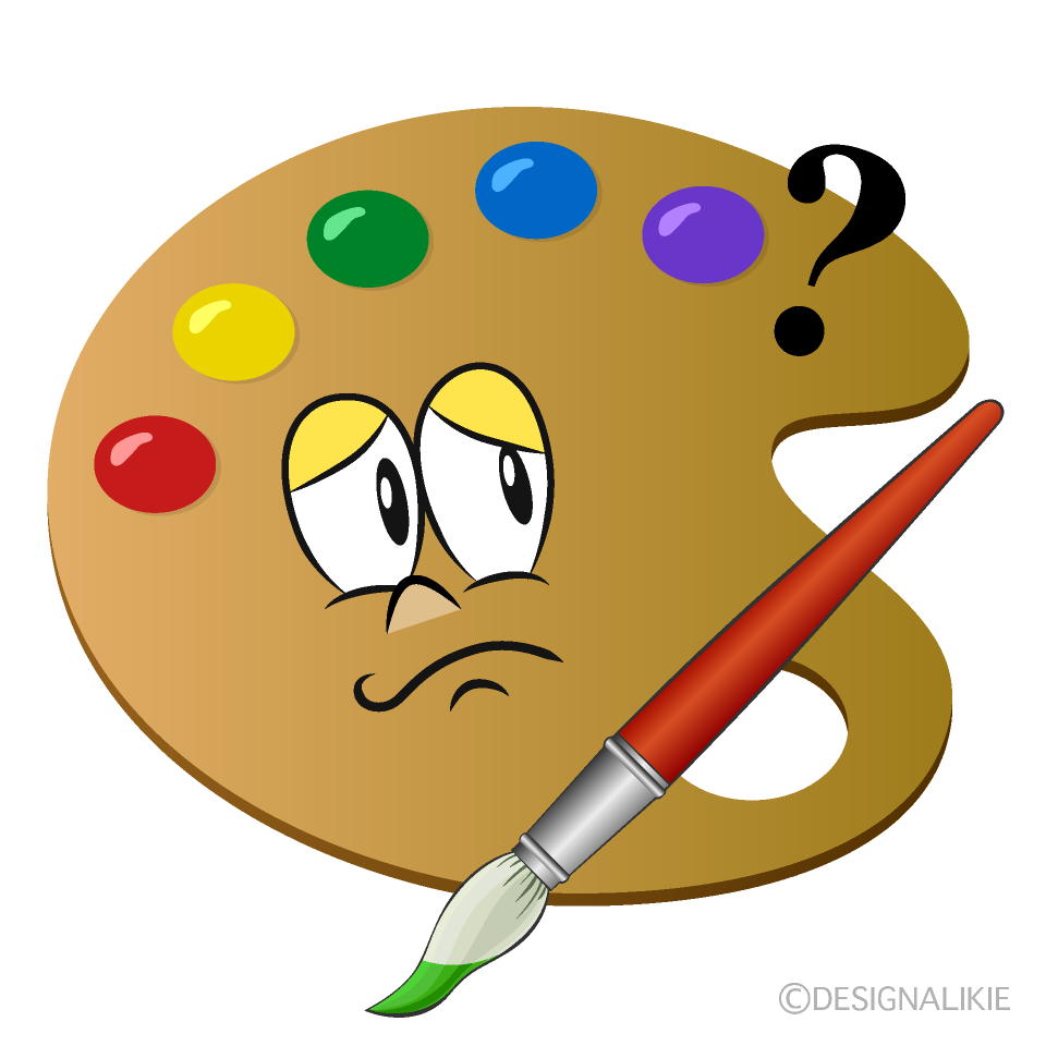 Thinking Painting Palette Cartoon Character Image