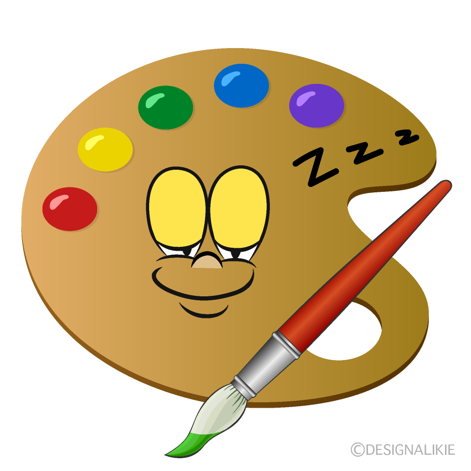 Sleeping Painting Palette Cartoon Character Image