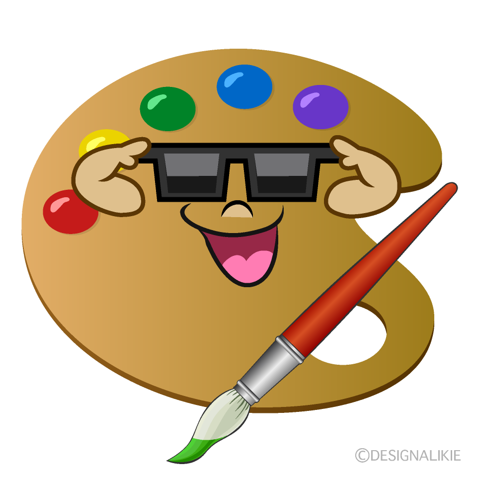 Cool Painting Palette Cartoon Character Image