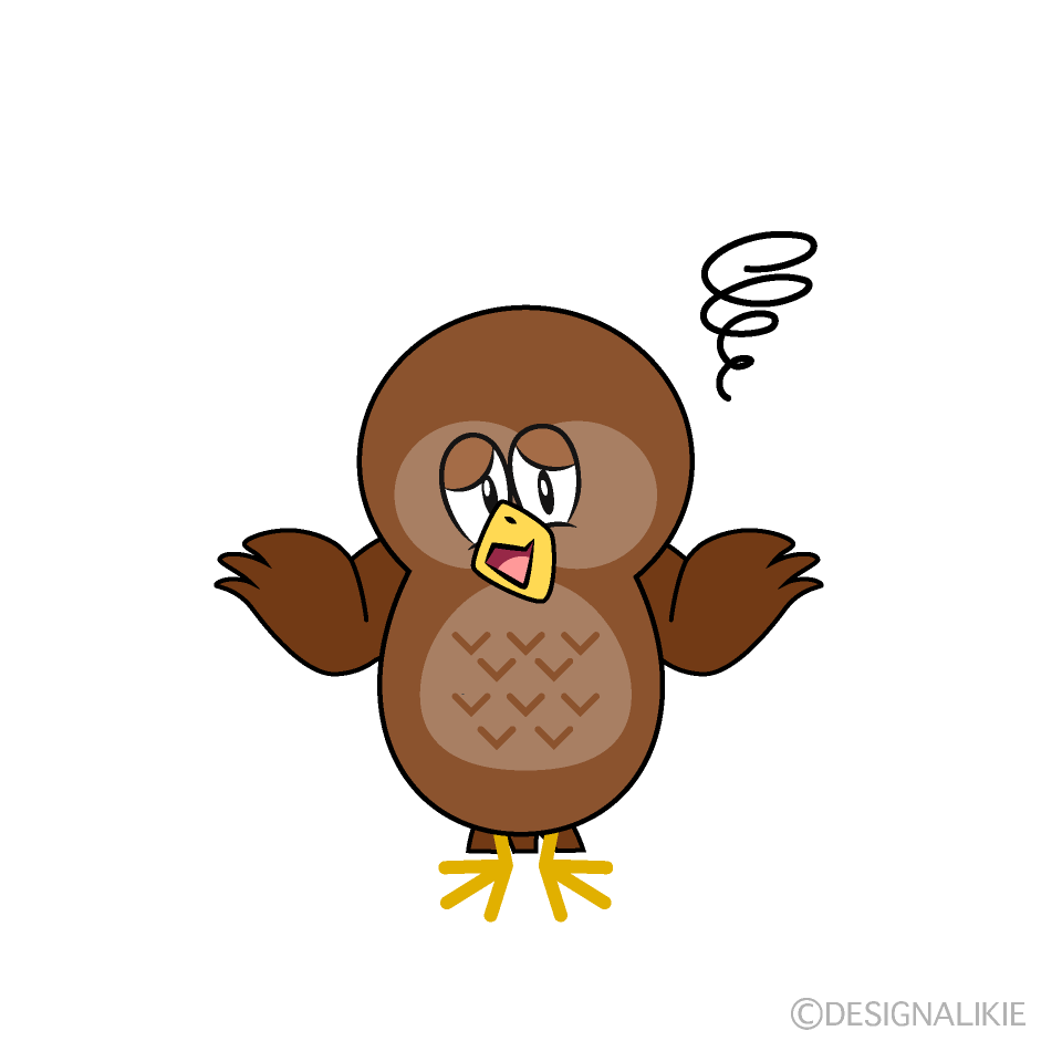 Troubled Owl Cartoon Character Image