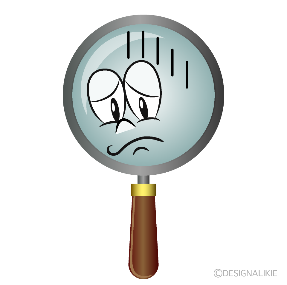Depressed Magnifying Glass Cartoon Character Image