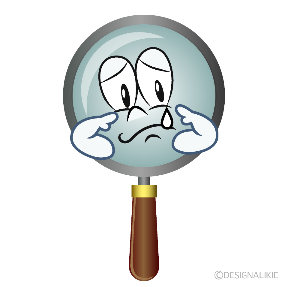 Sad Magnifying Glass Cartoon Character Image