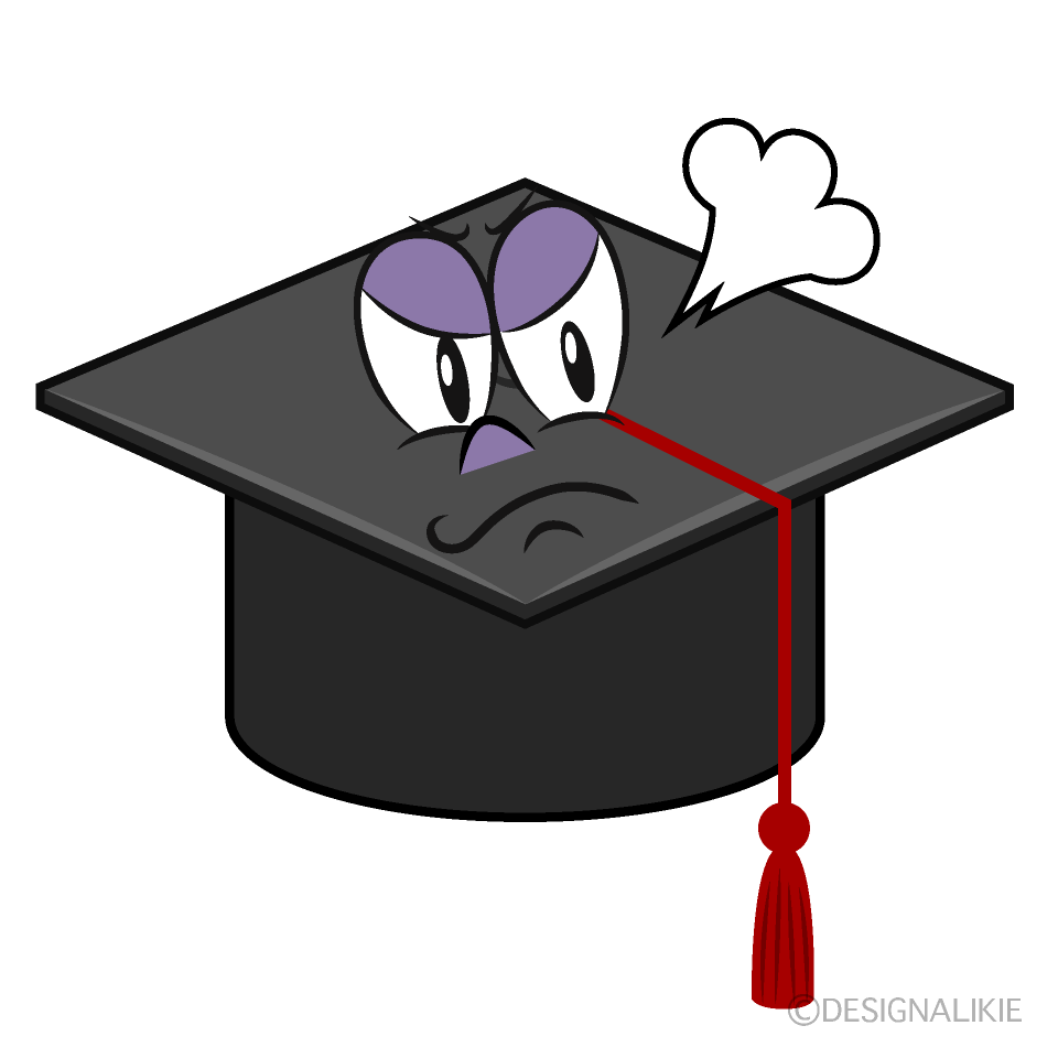 Angry Graduation Cap Cartoon Character Image