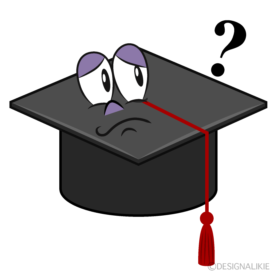 Thinking Graduation Cap Cartoon Character Image