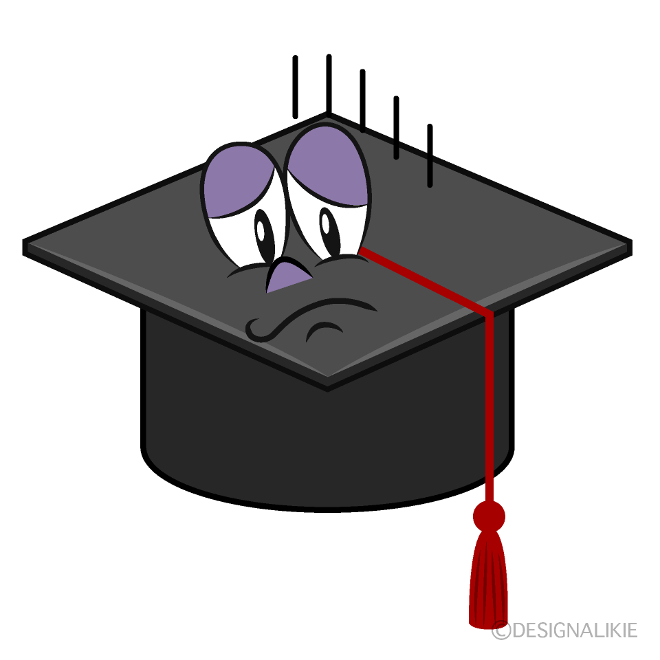 Depressed Graduation Cap Cartoon Character Image