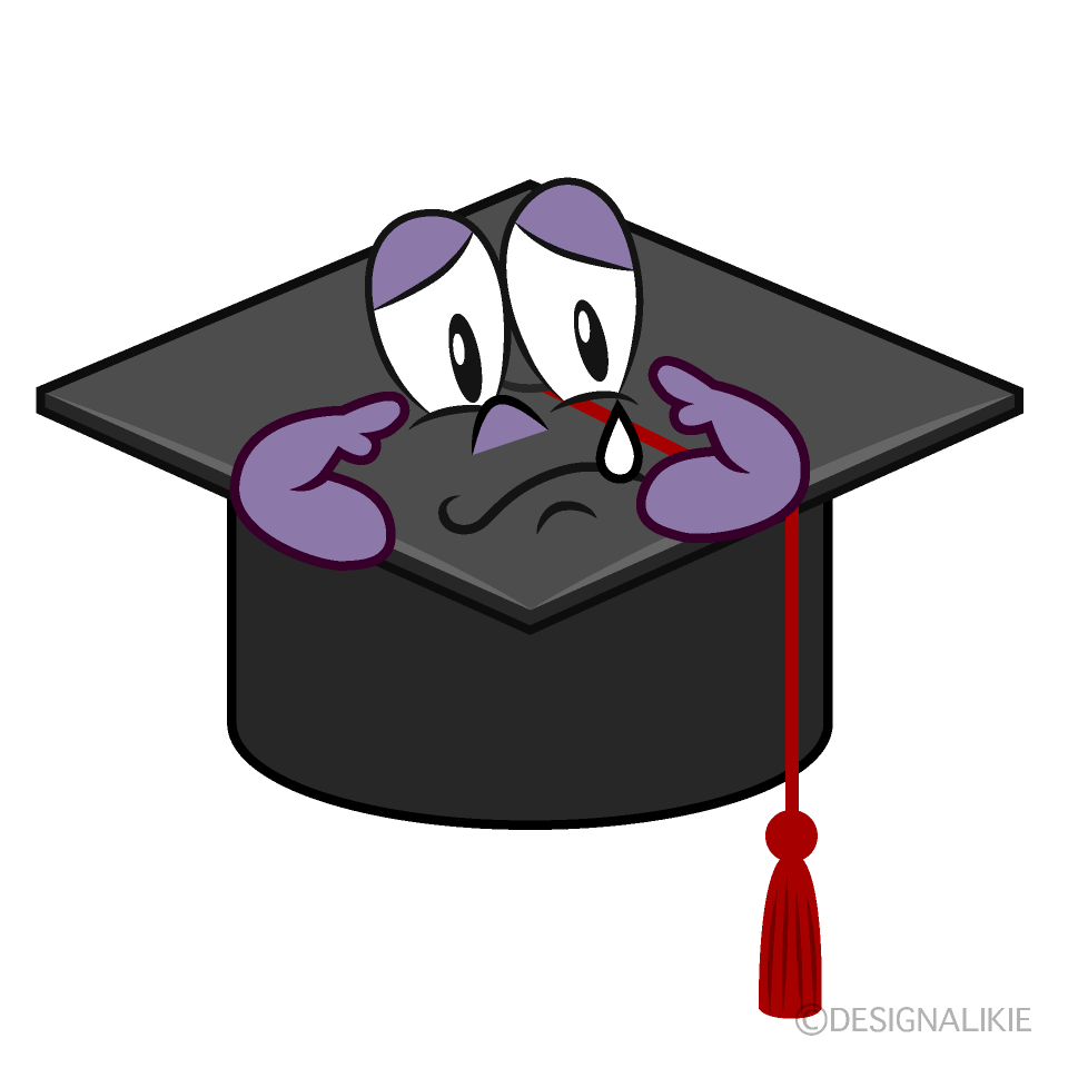 Sad Graduation Cap Cartoon Character Image