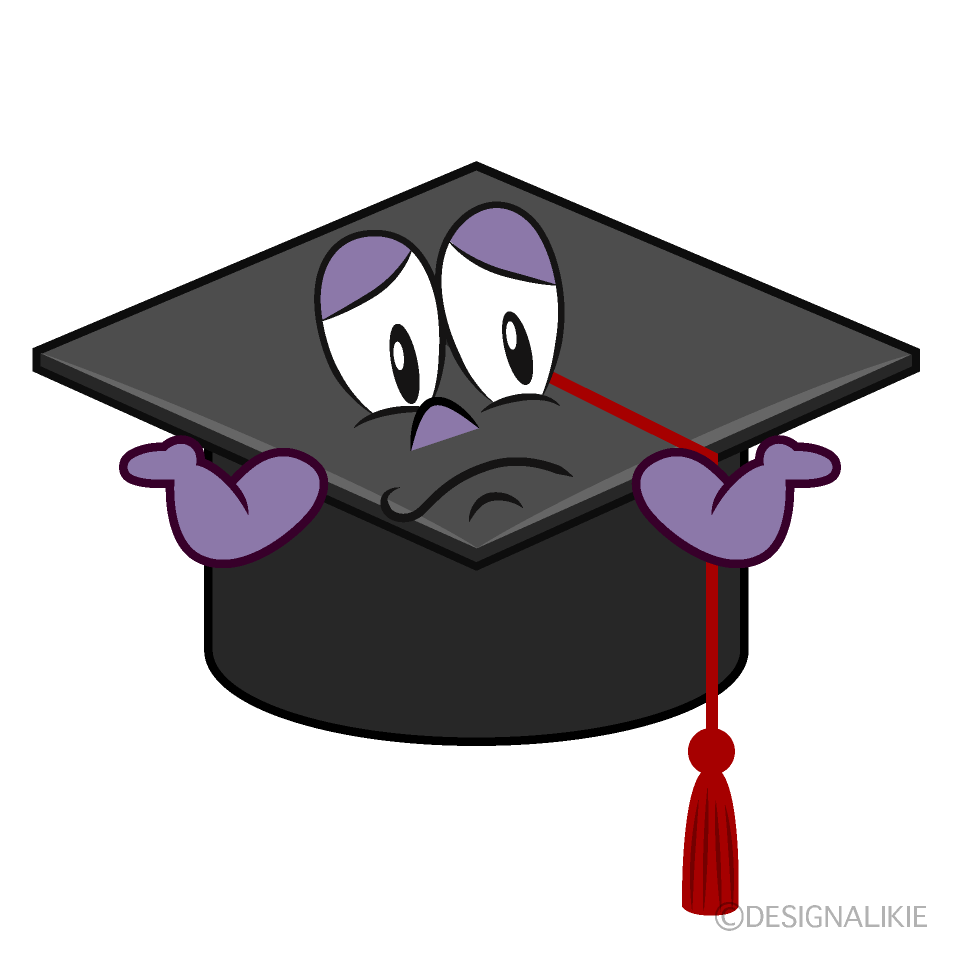 Troubled Graduation Cap Cartoon Character Image