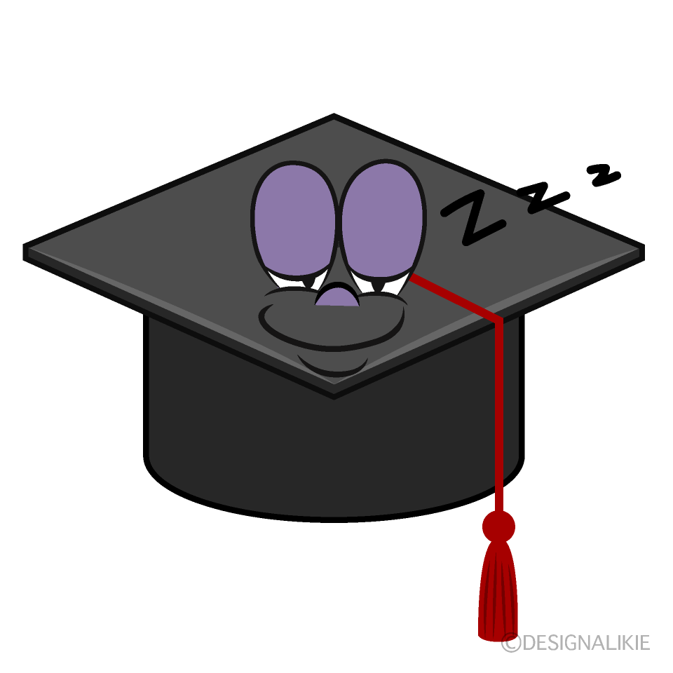 Sleeping Graduation Cap Cartoon Character Image