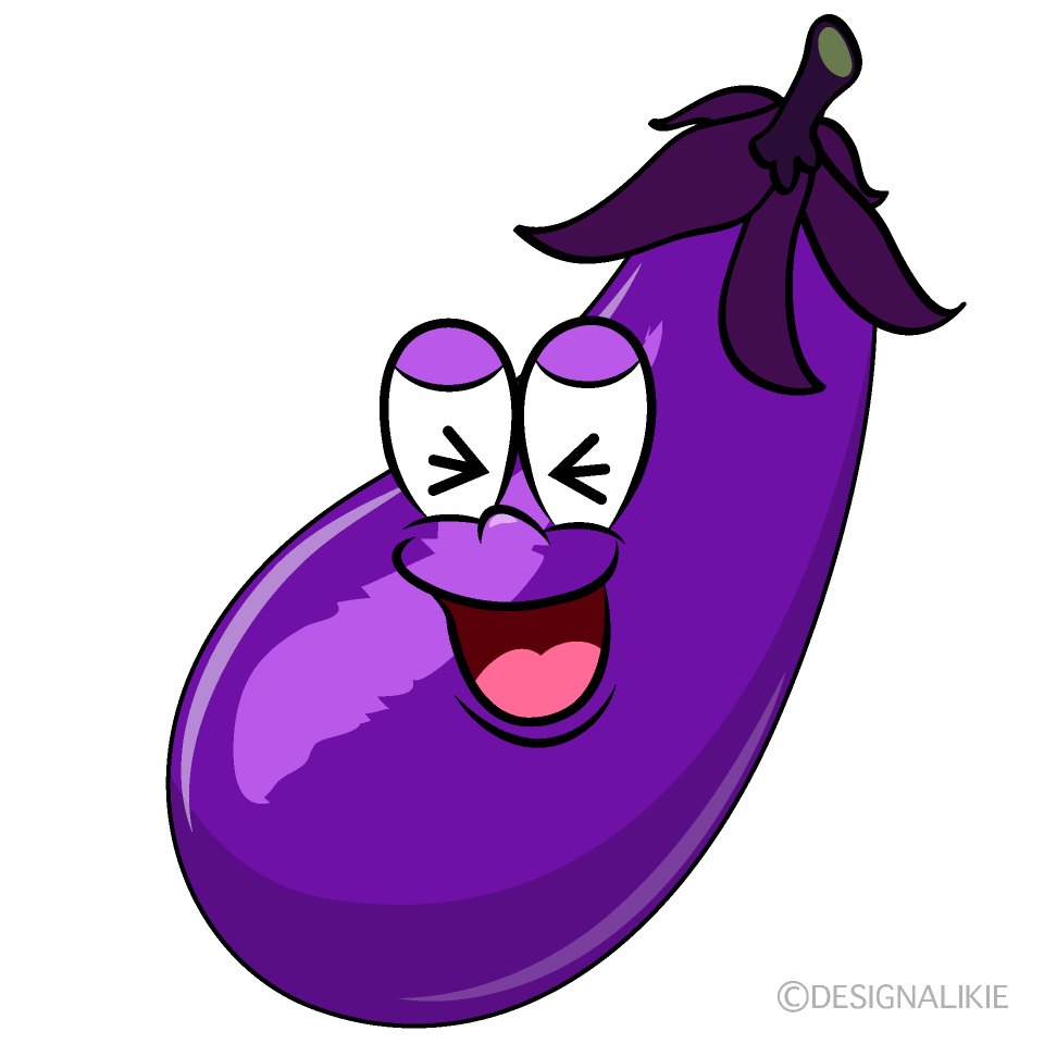Laughing Eggplant Cartoon Character Image