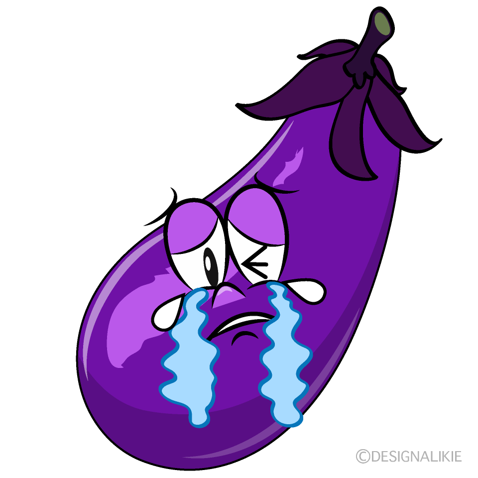 Crying Eggplant Cartoon Character Image