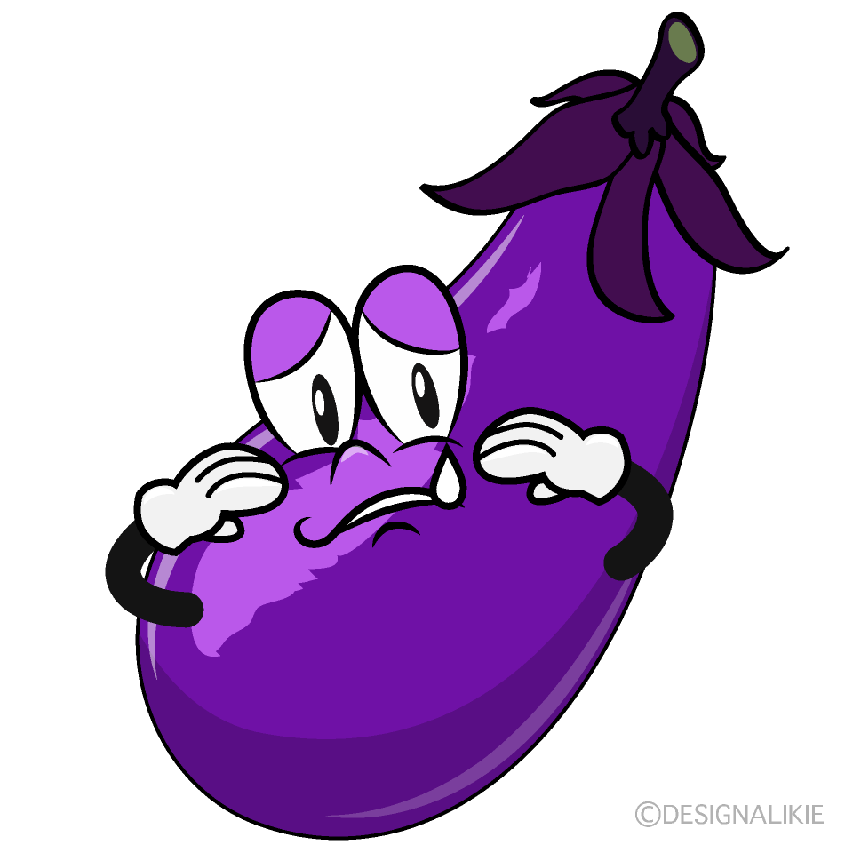 Sad Eggplant Cartoon Character Image