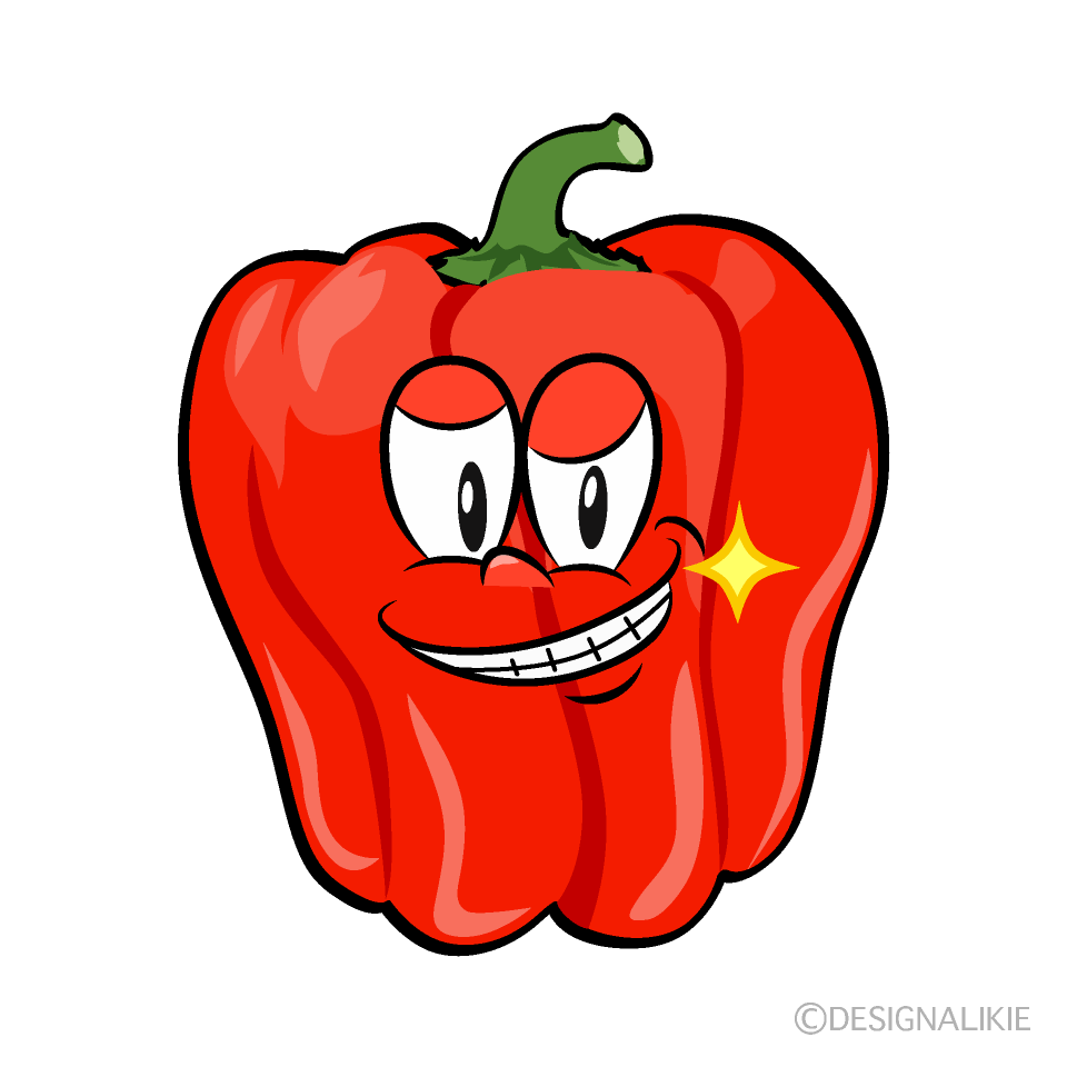 Grinning Bell Pepper Cartoon Character Image