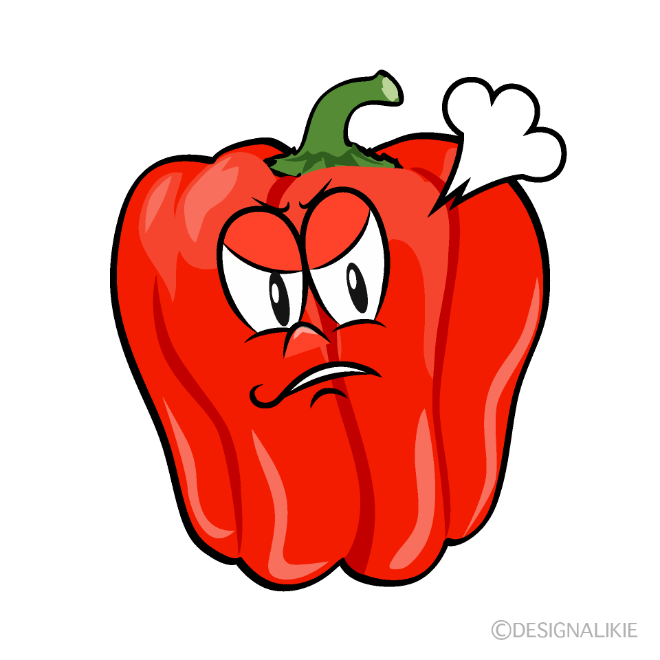 Angry Bell Pepper Cartoon Character Image