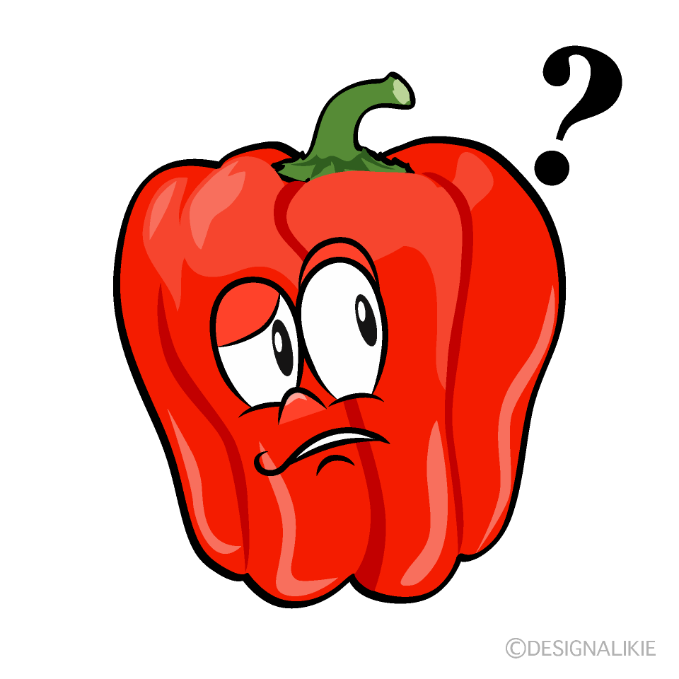 Thinking Bell Pepper Cartoon Character Image