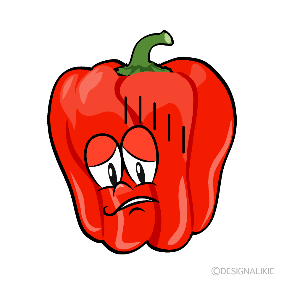 Depressed Bell Pepper Cartoon Character Image