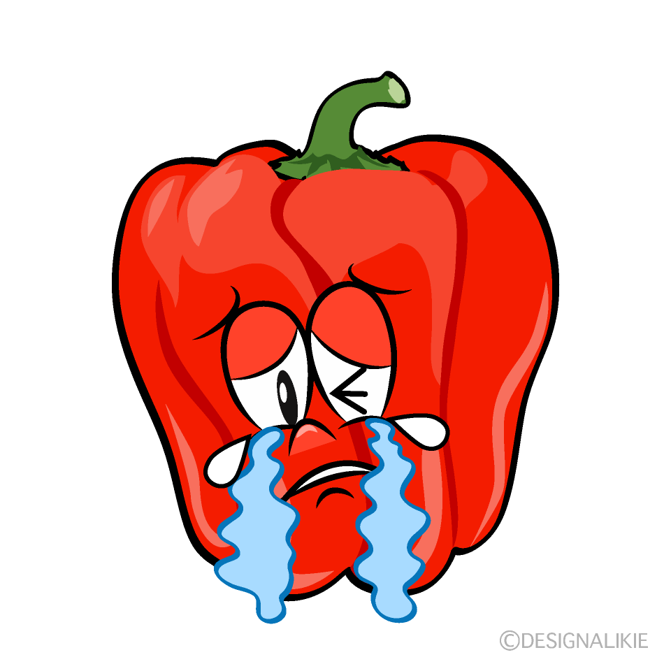Crying Bell Pepper Cartoon Character Image