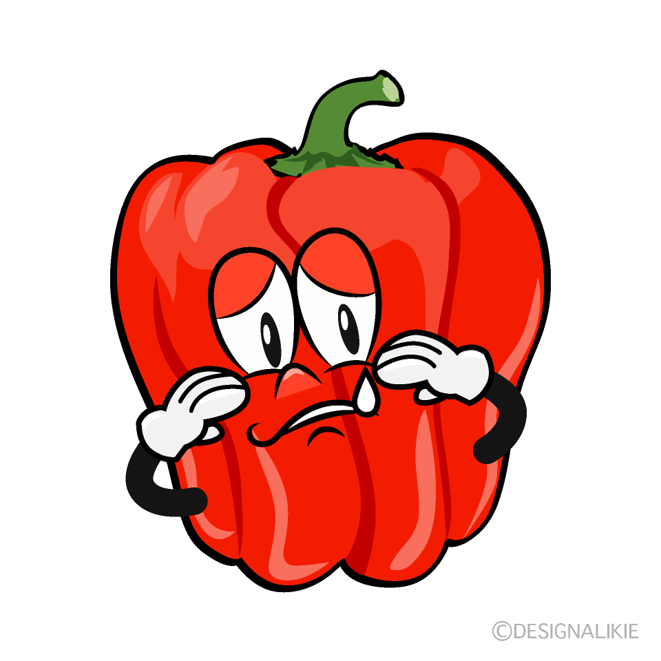 Sad Bell Pepper Cartoon Character Image