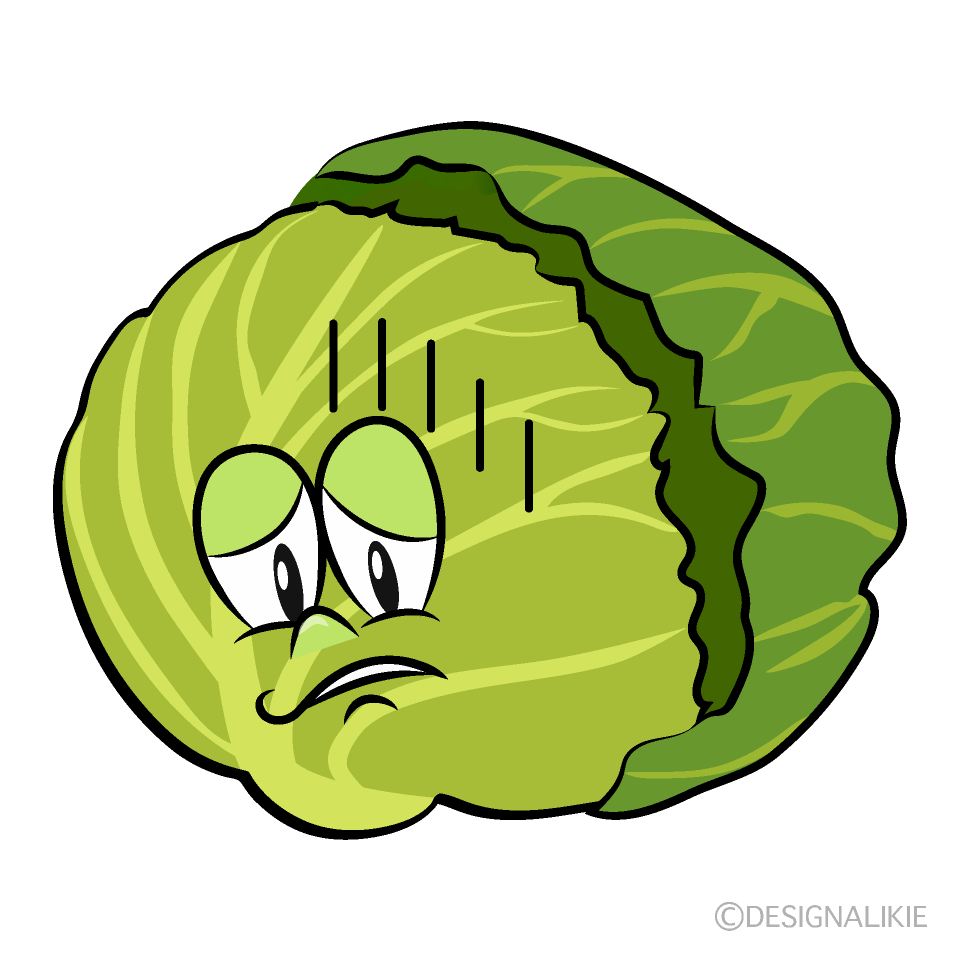 Depressed Cabbage Cartoon Character Image