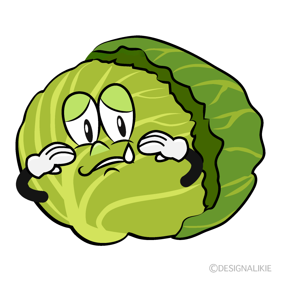 Sad Cabbage Cartoon Character Image
