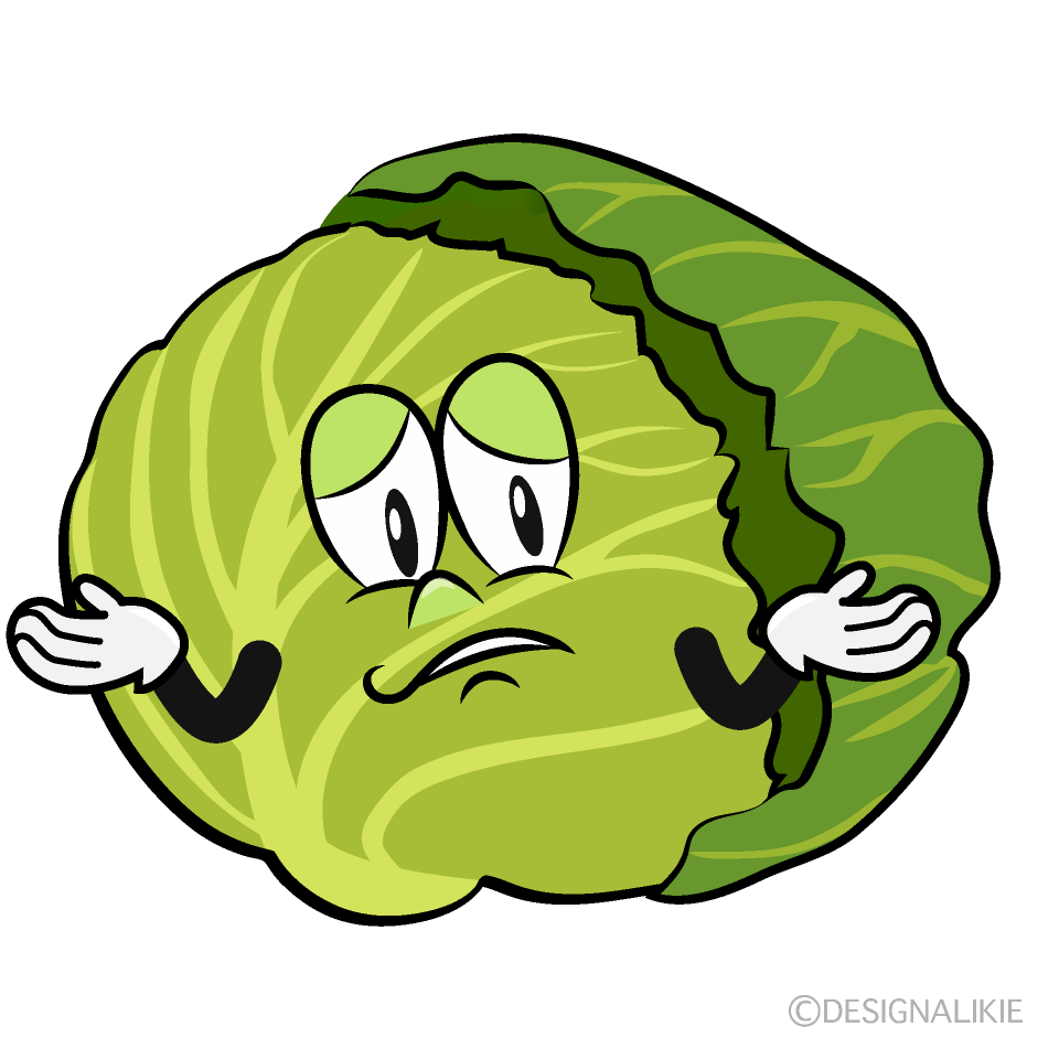 Troubled Cabbage Cartoon Character Image