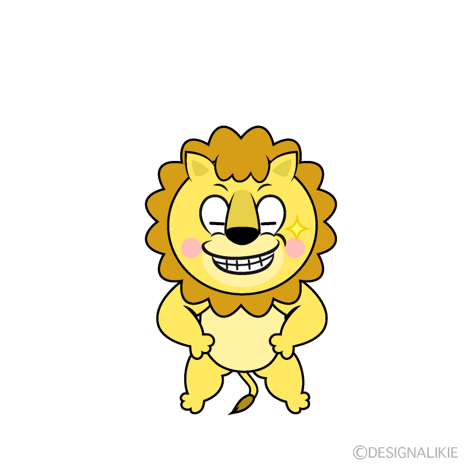 Grinning Lion Cartoon Character Image