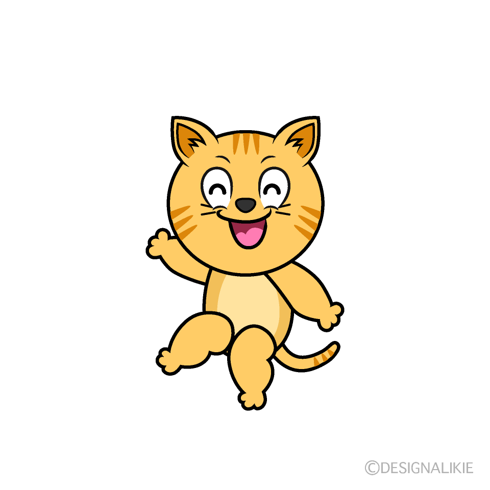 Smiling Tabby Cat Cartoon Character Image