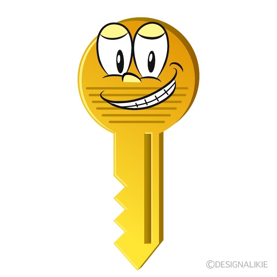 Grinning Key Cartoon Character Image