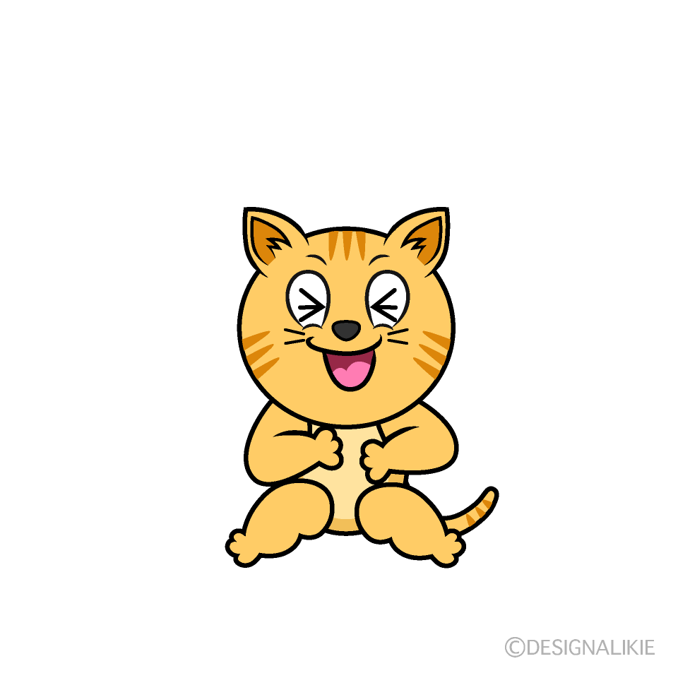 Laughing Tabby Cat Cartoon Character Image
