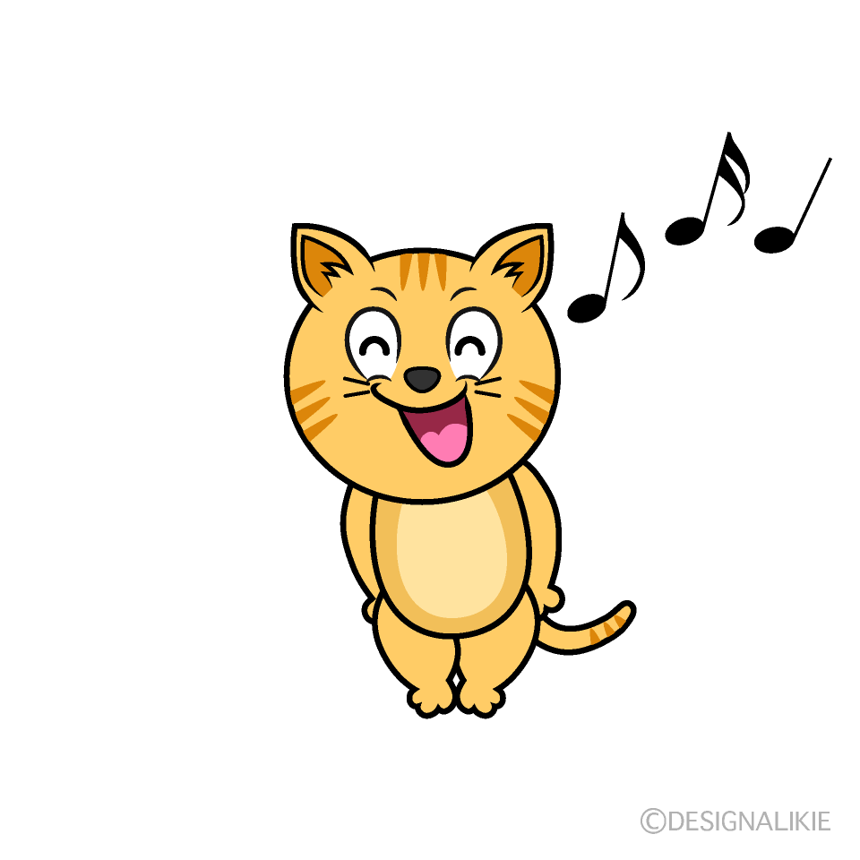 Singing Tabby Cat Cartoon Character Image