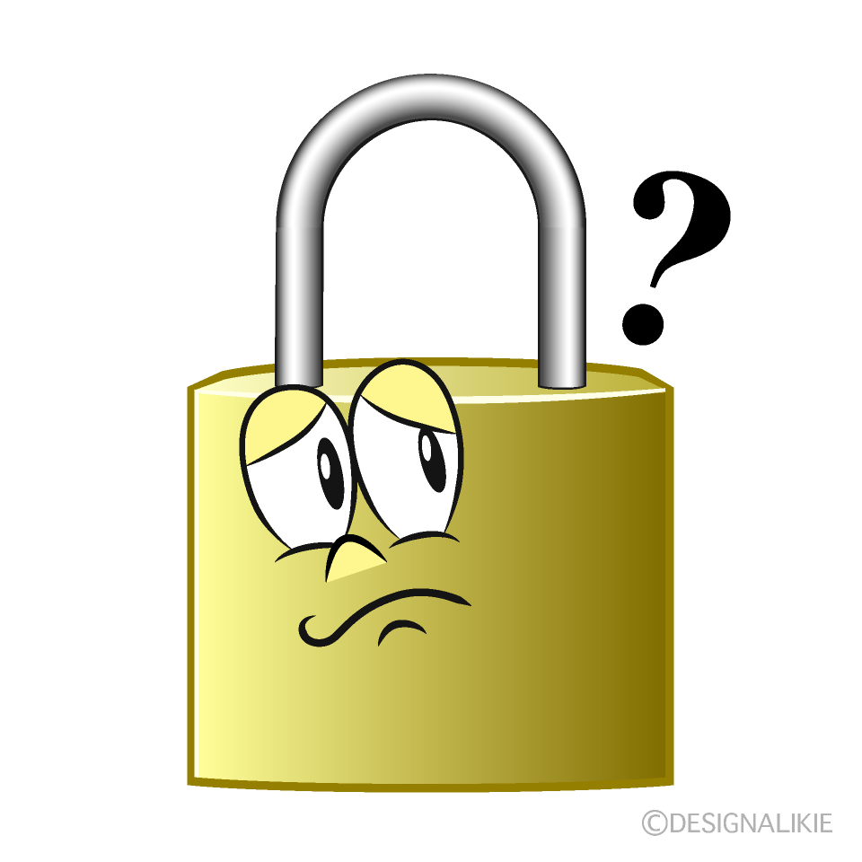 Thinking Lock Cartoon Character Image