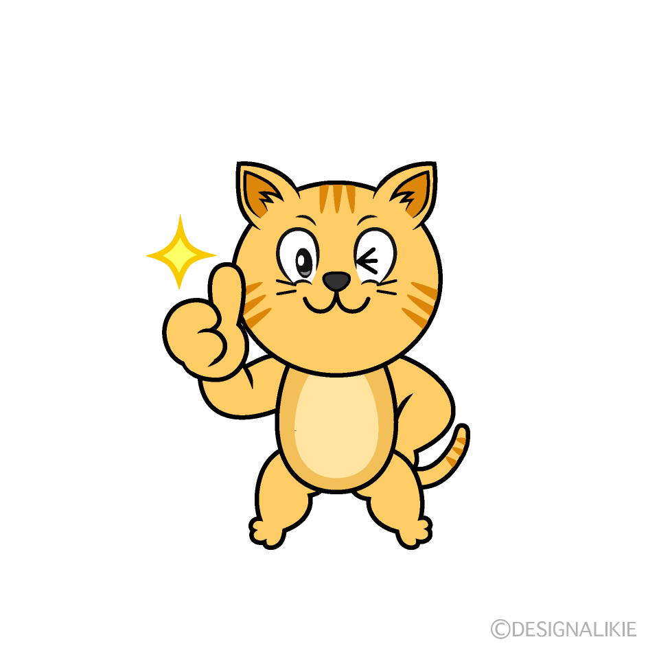 Thumbs Up Tabby Cat Cartoon Character Image