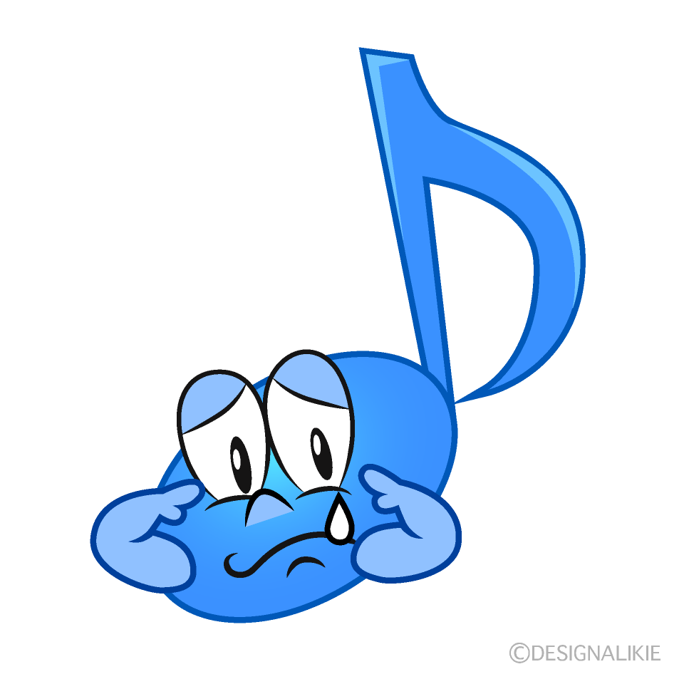 Sad Music Note Cartoon Character Image