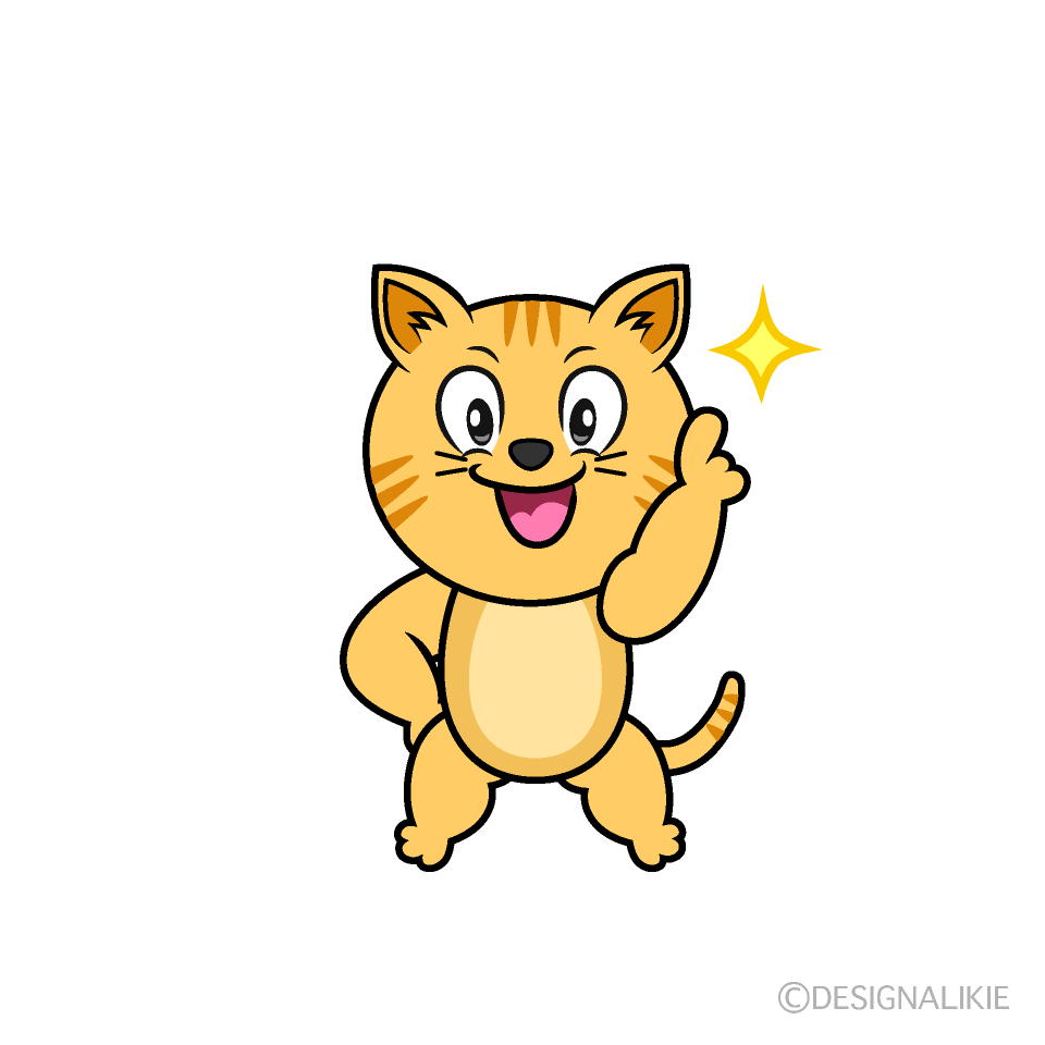 Posing Tabby Cat Cartoon Character Image