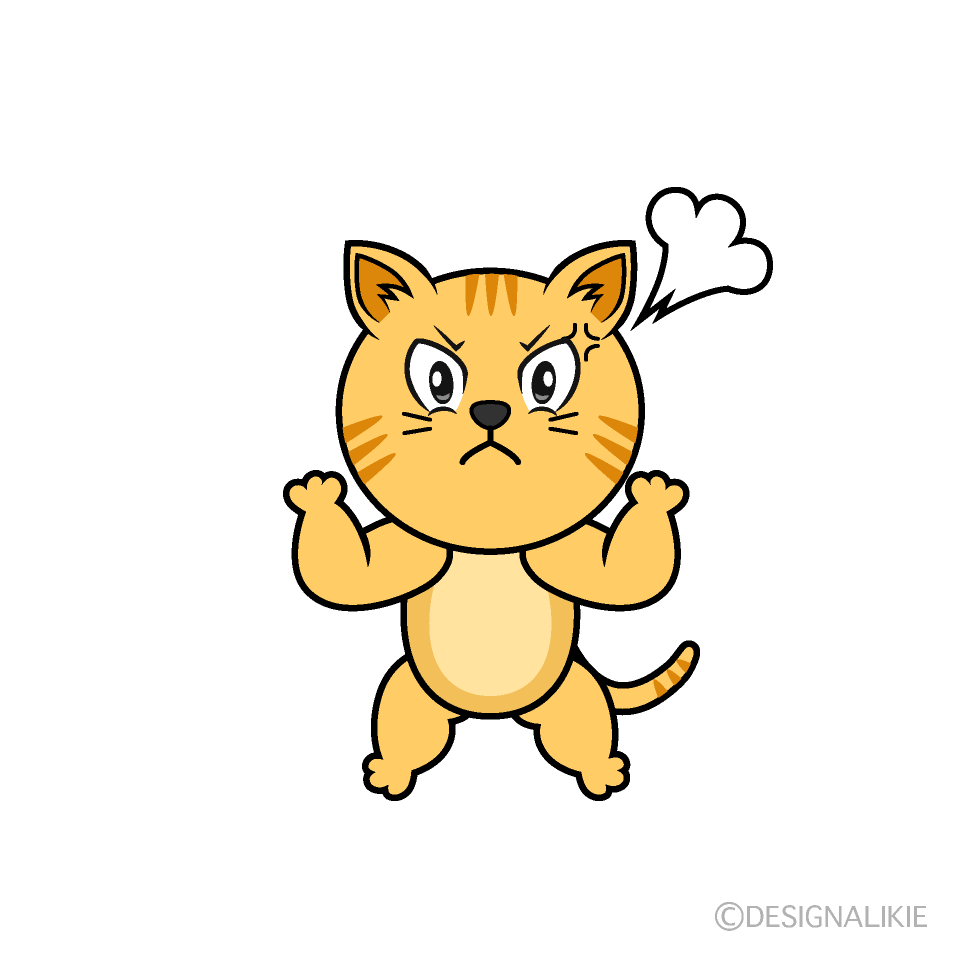 Angry Tabby Cat Cartoon Character Image