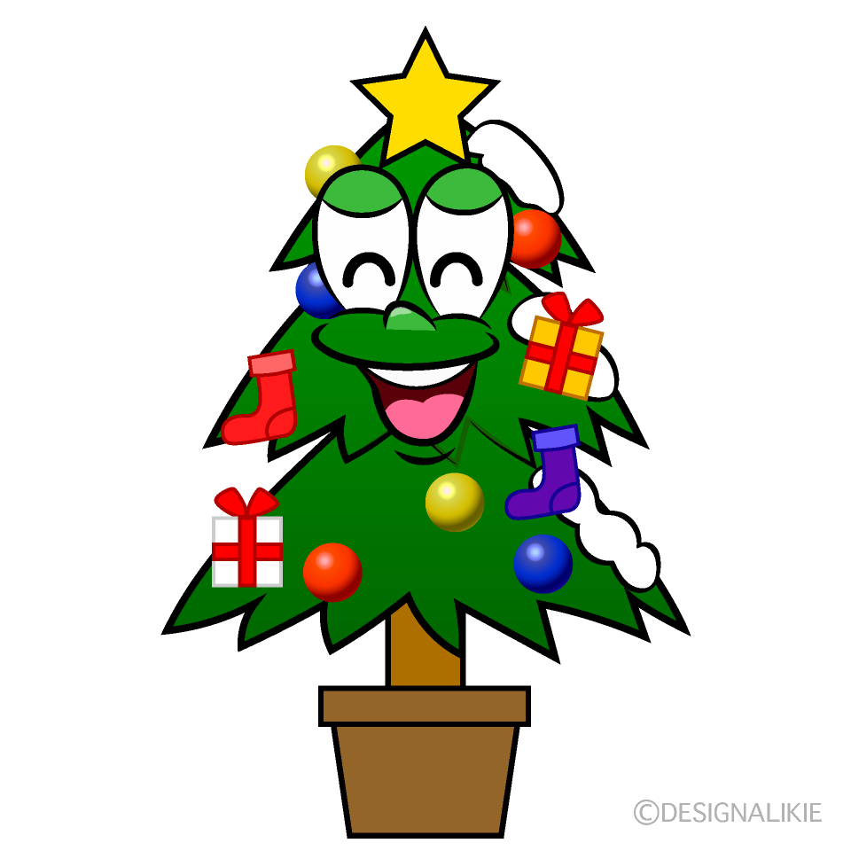 Smiling Christmas Tree Cartoon Character Image