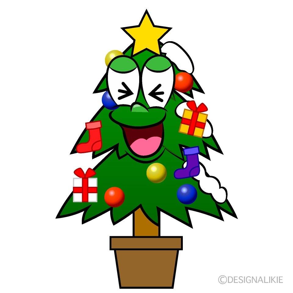 Laughing Christmas Tree Cartoon Character Image