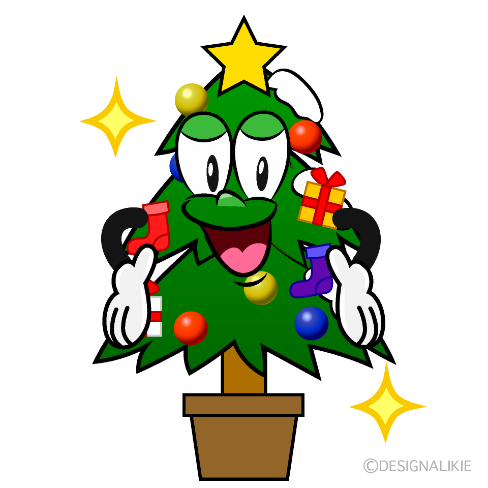 Glitter Christmas Tree Cartoon Character Image