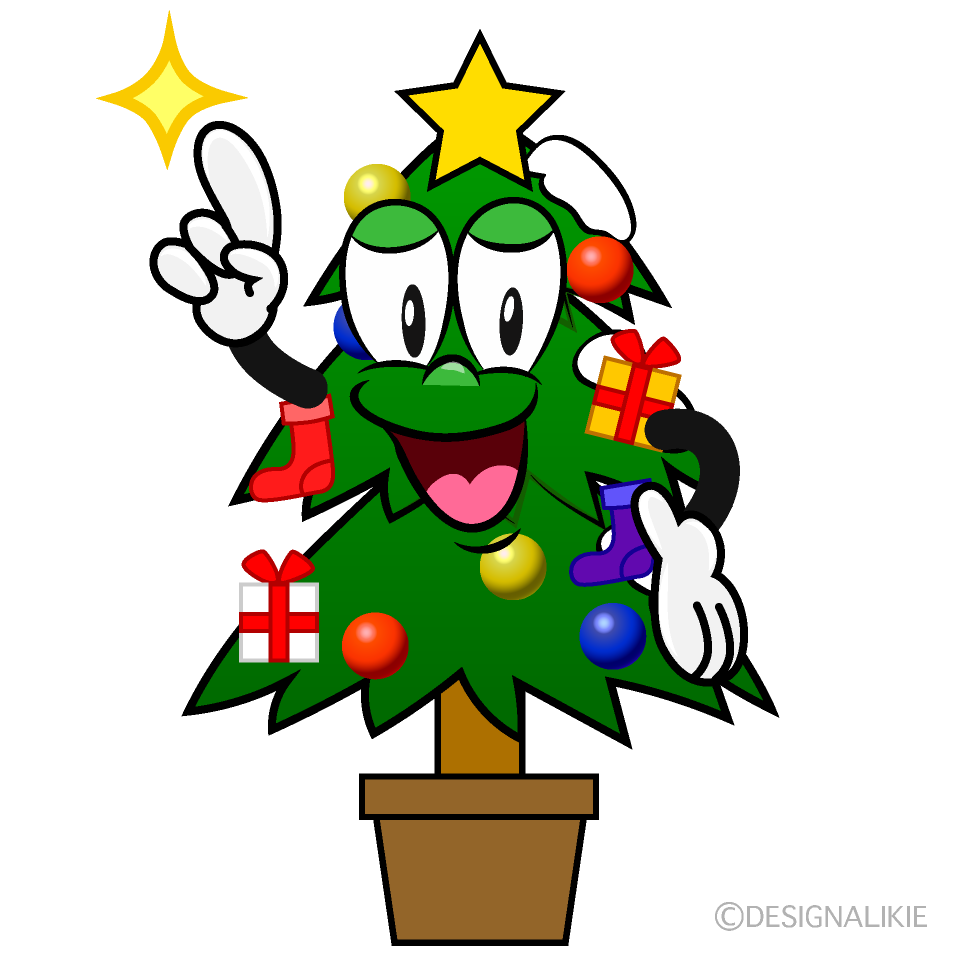 Posing Christmas Tree Cartoon Character Image
