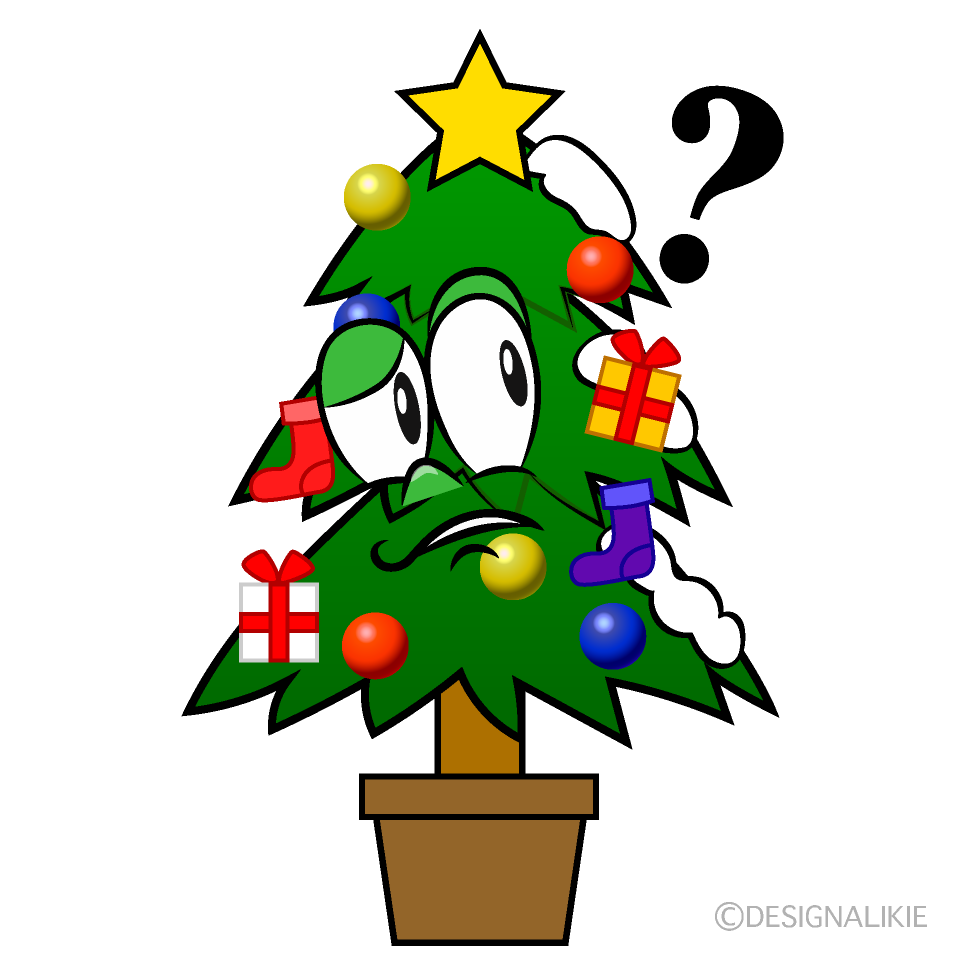 Thinking Christmas Tree Cartoon Character Image