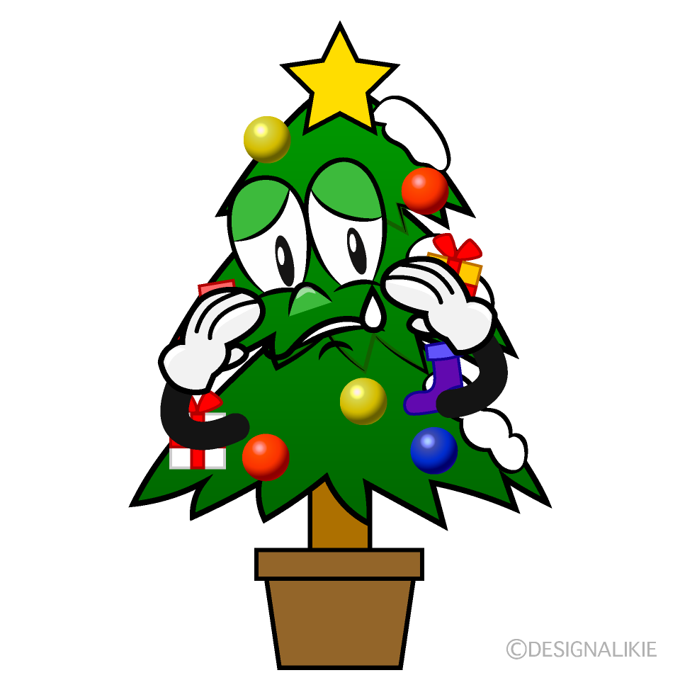 Sad Christmas Tree Cartoon Character Image