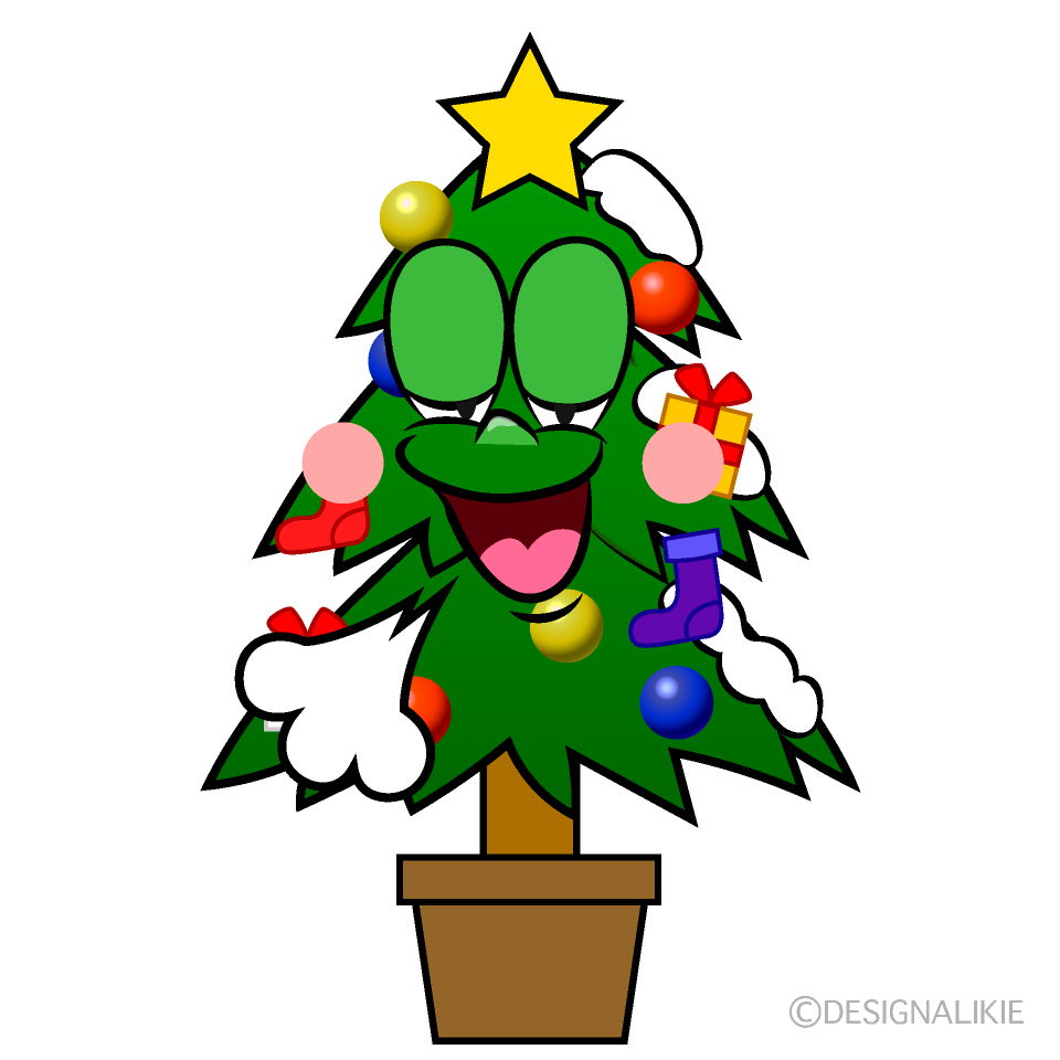 Relaxing Christmas Tree Cartoon Character Image