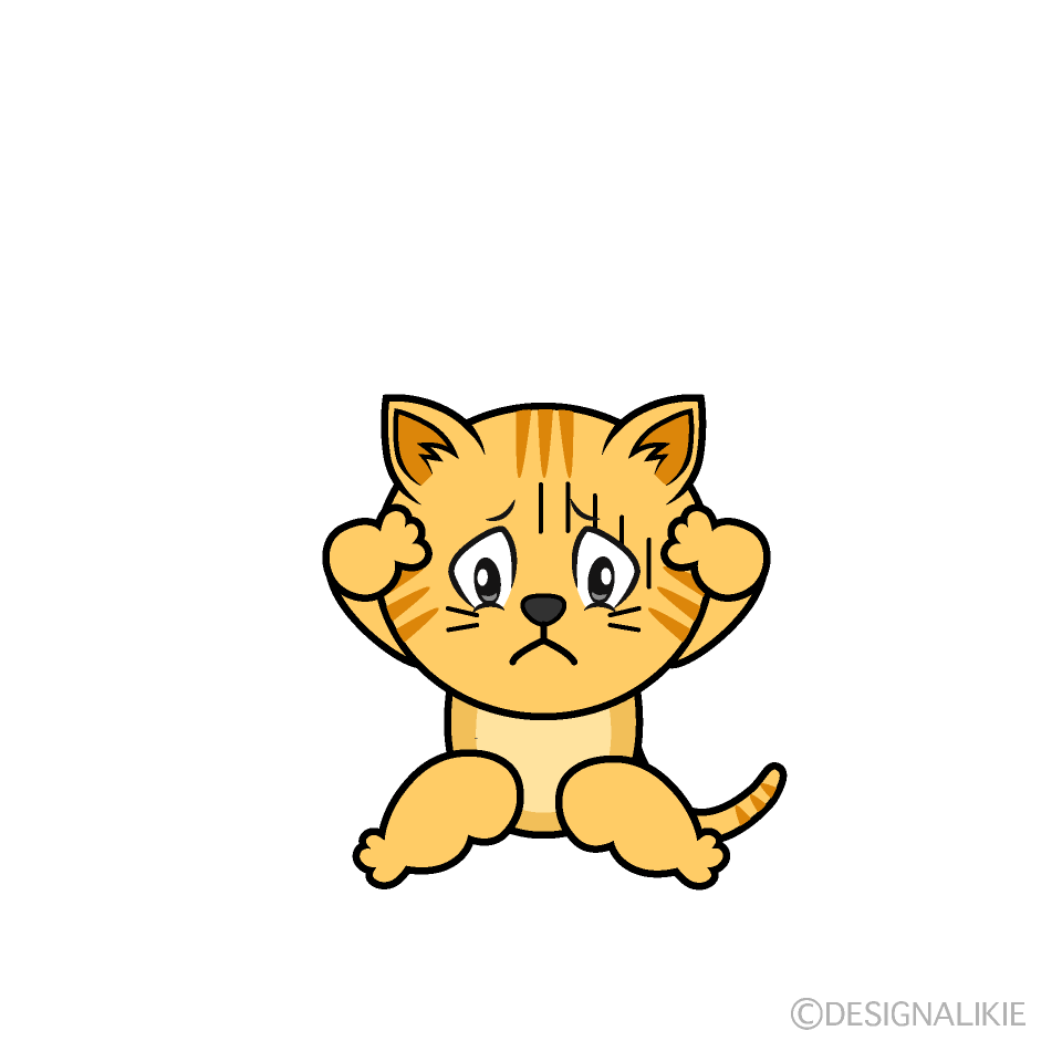 Depressed Tabby Cat Cartoon Character Image