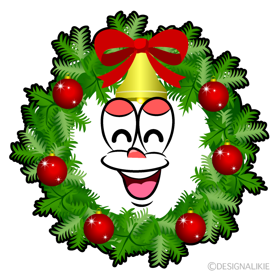 Smiling Christmas Wreath Cartoon Character Image