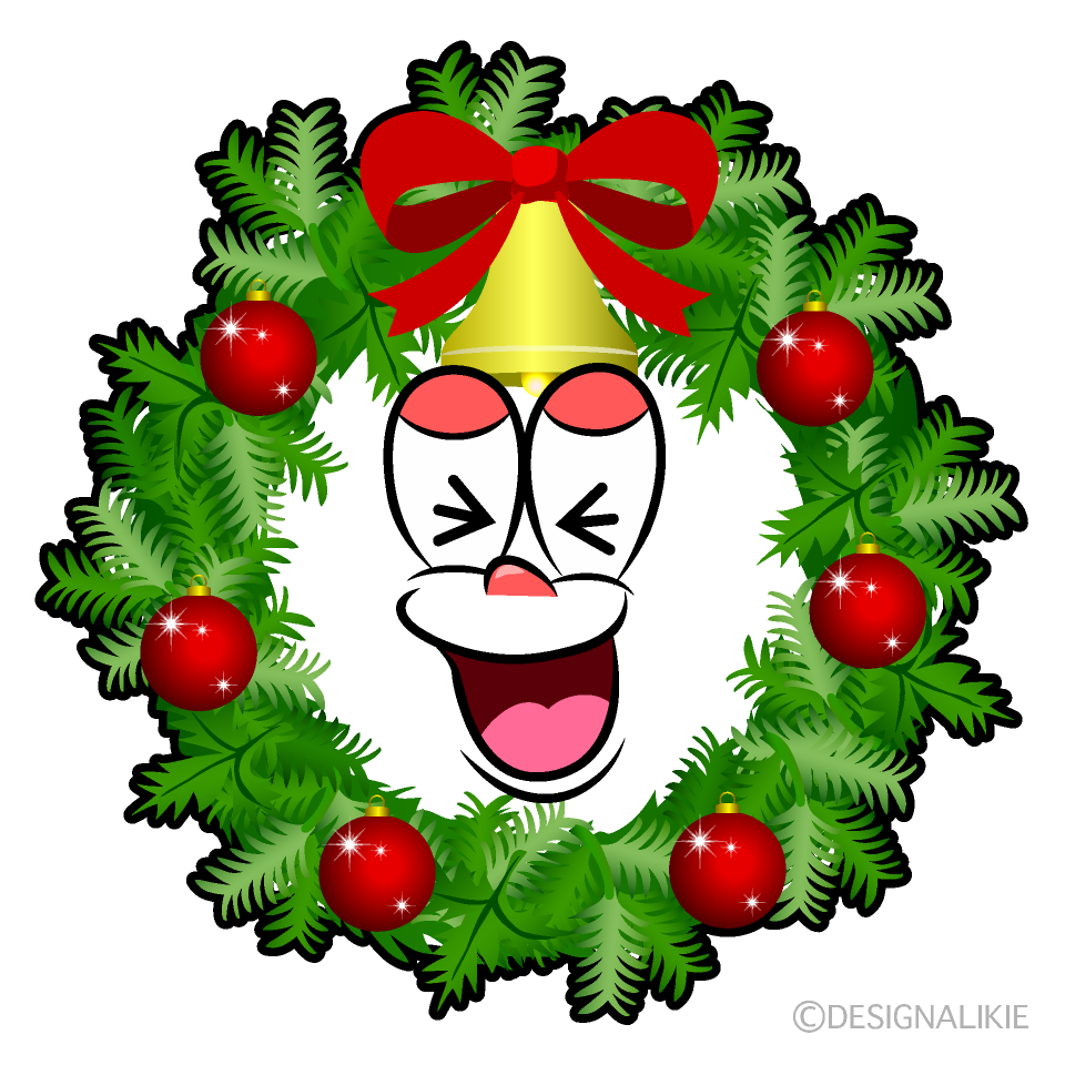 Laughing Christmas Wreath Cartoon Character Image