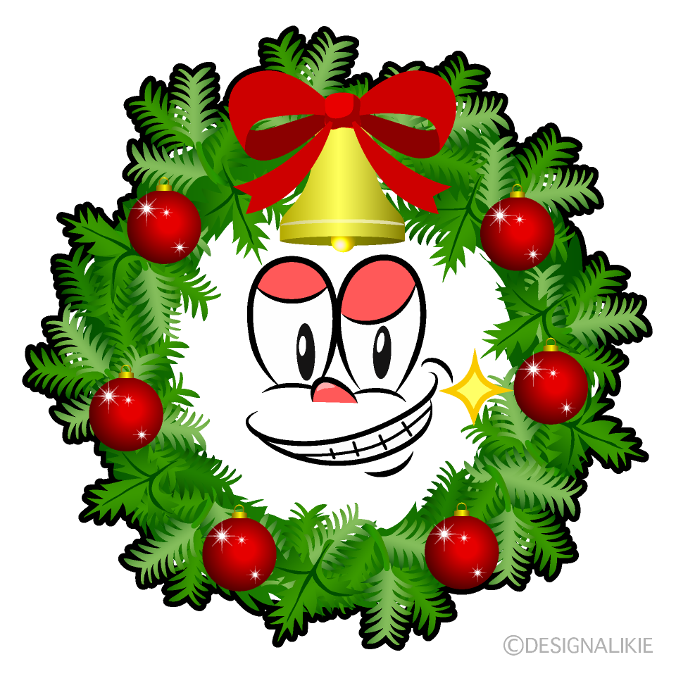 Grinning Christmas Wreath Cartoon Character Image