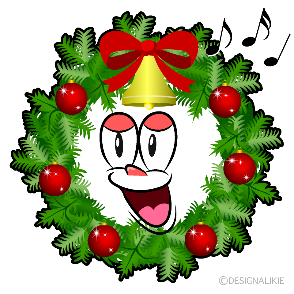 Singing Christmas Wreath Cartoon Character Image