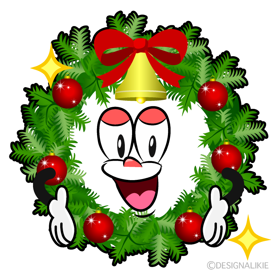 Glitter Christmas Wreath Cartoon Character Image
